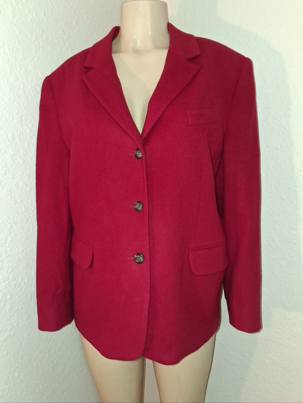 L.L. BEAN RED WOOL & CASHMERE JACKET SZ 18P